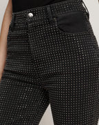 Veronica Beard Crosbie Rhinestone Slim Wide-Leg Jean - Washed Onyx
