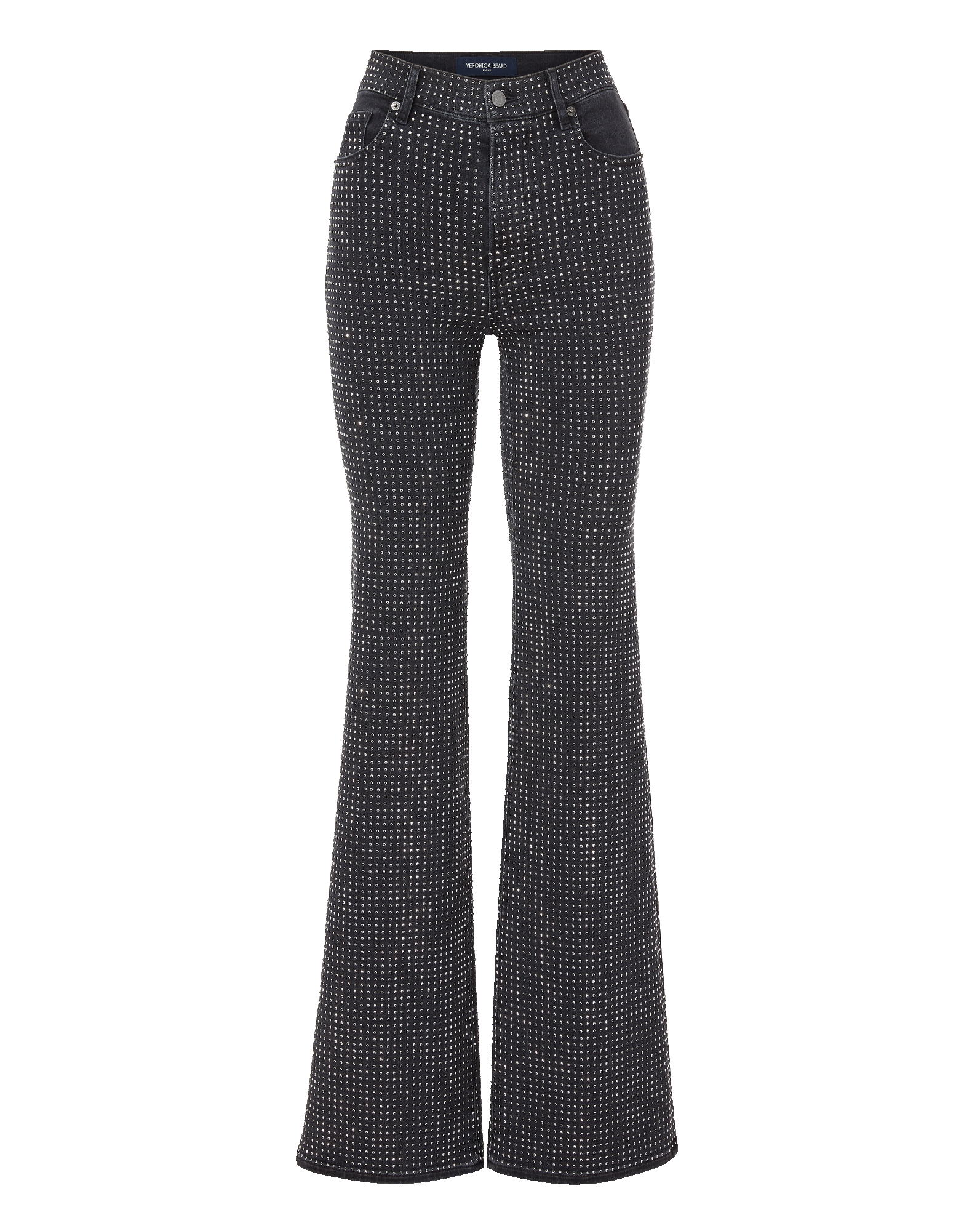 Veronica Beard Crosbie Rhinestone Slim Wide-Leg Jean - Washed Onyx