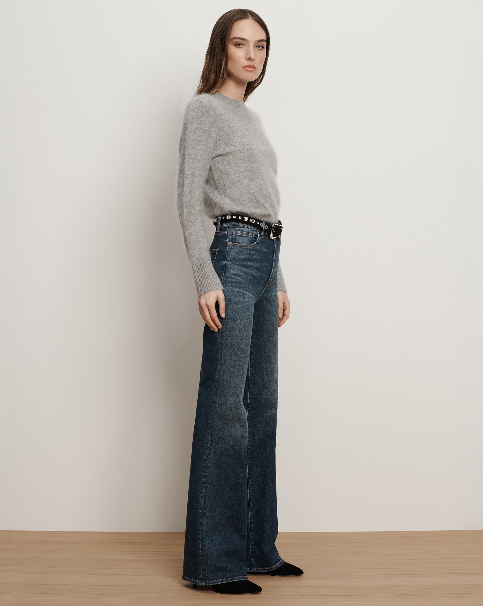 Veronica Beard Crosbie Slim Wide-Leg Jean - City Lights