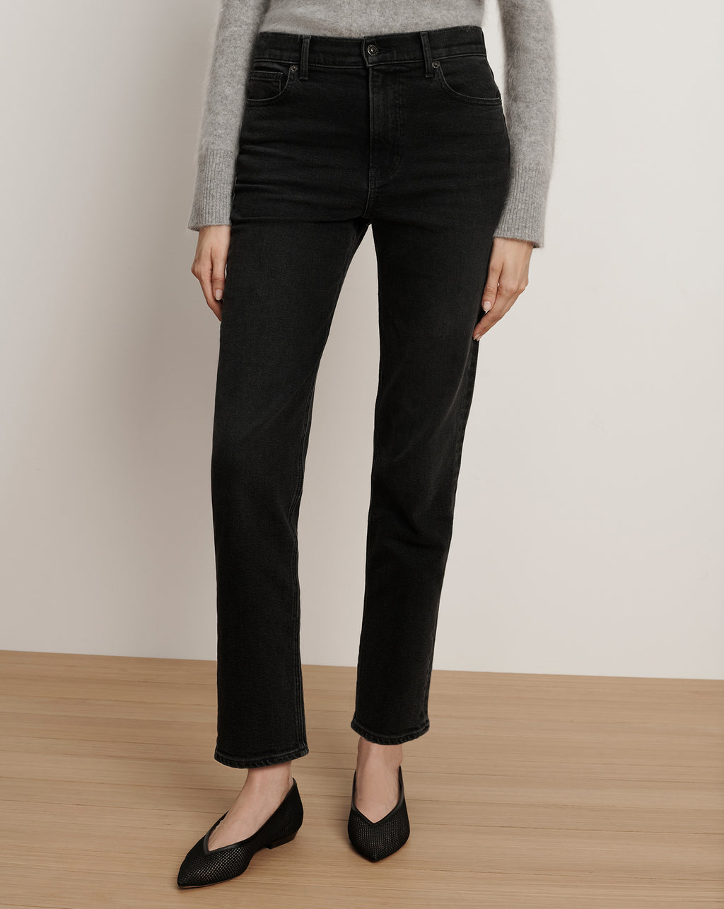 Veronica Beard Leah Straight-Leg Jean - Washed Onyx
