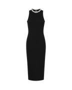 Veronica Beard Jordyn Embellished-Collar Midi Dress Black