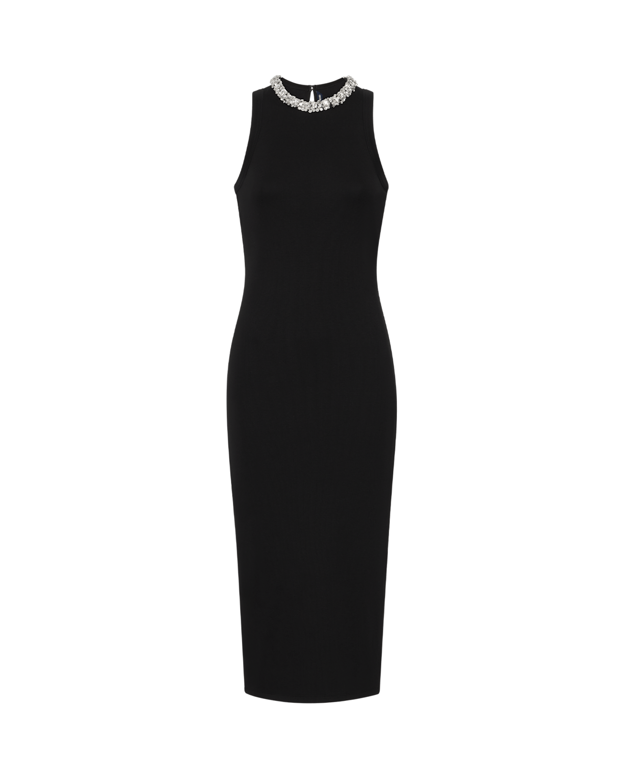 Veronica Beard Jordyn Embellished-Collar Midi Dress Black