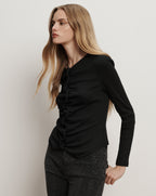 Veronica Beard Jasminah Button-Front Top - Black
