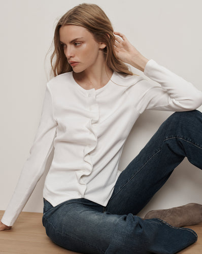Veronica Beard Jasminah Button-Front Top - White