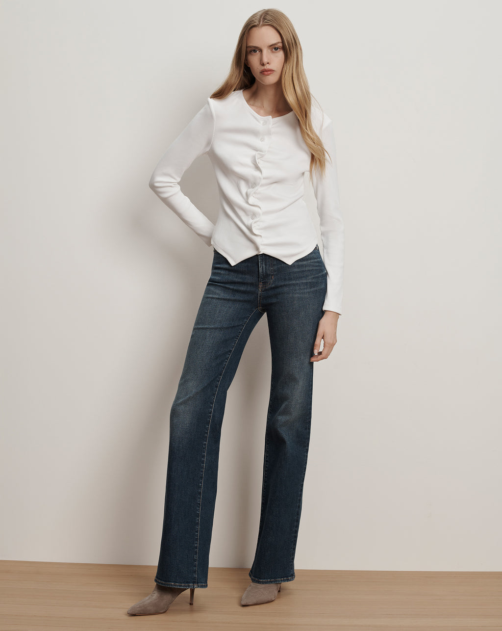 Veronica Beard Jasminah Button-Front Top - White