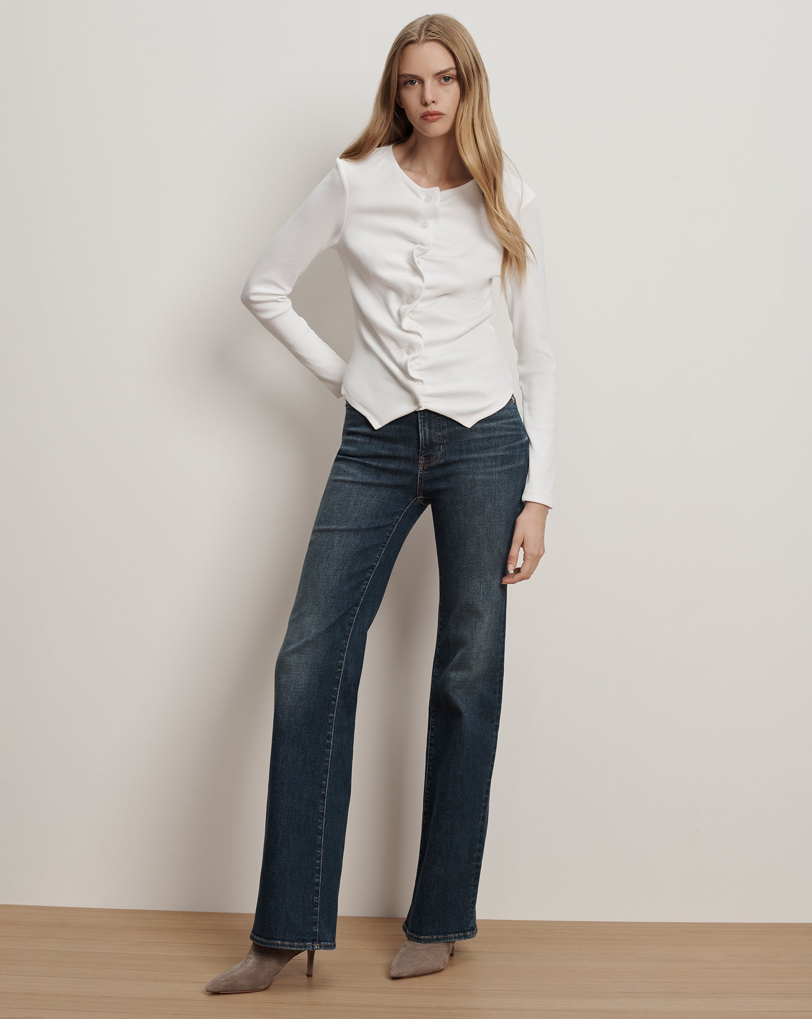 Veronica Beard Jasminah Button-Front Top - White