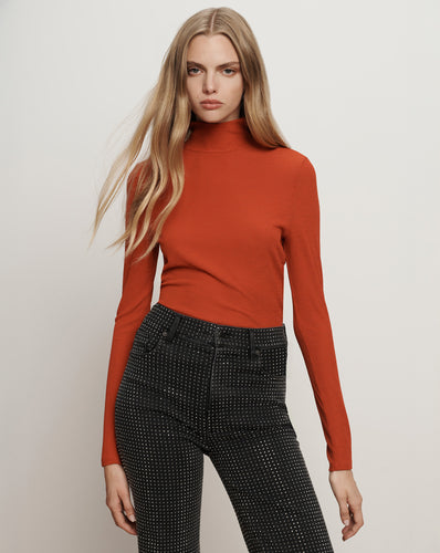 Veronica Beard Wyeth Turtleneck Top - Carnelian Red