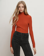 Veronica Beard Wyeth Turtleneck Top - Carnelian Red
