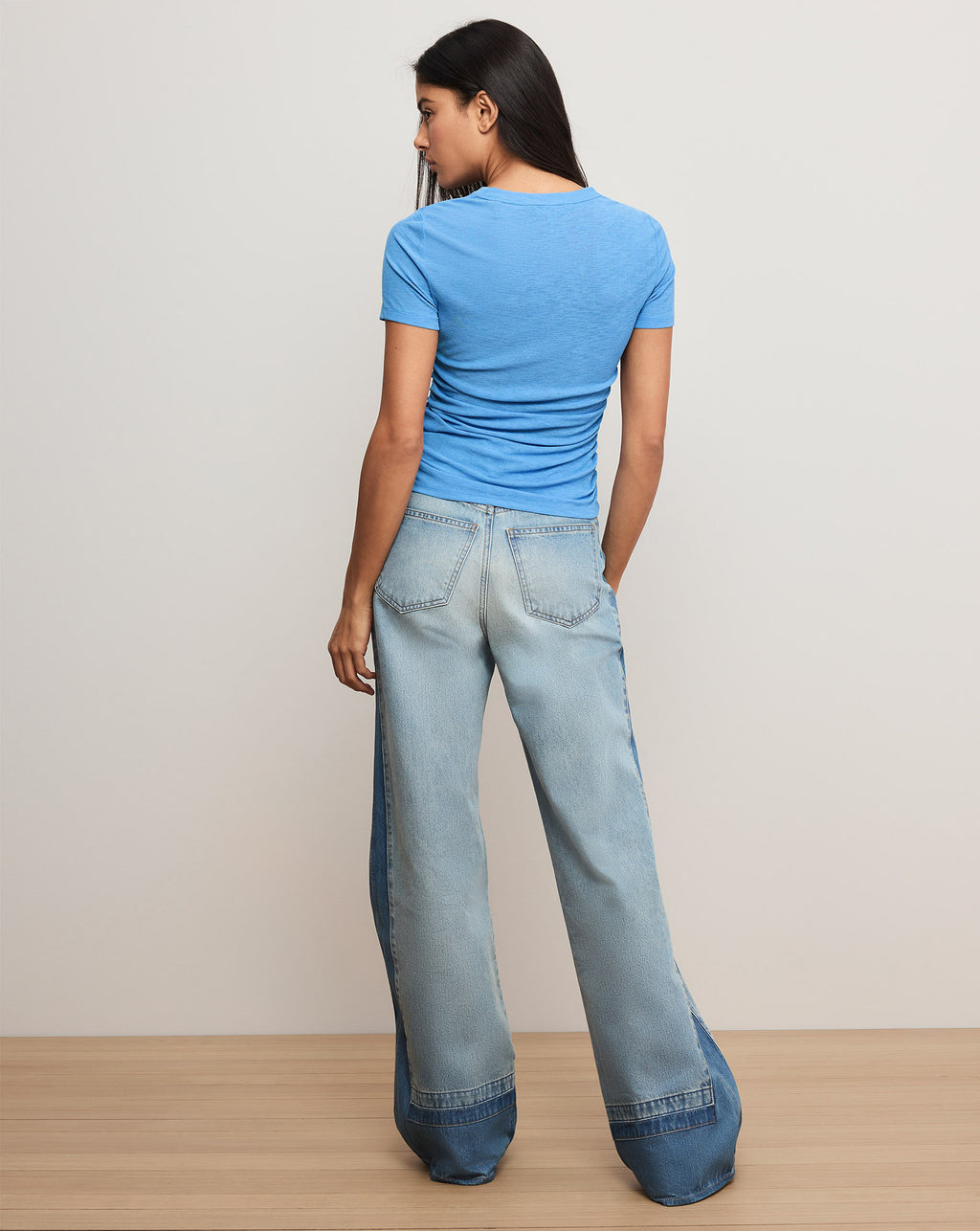 Veronica Beard Remus Ruched T-Shirt - Blue Jasper