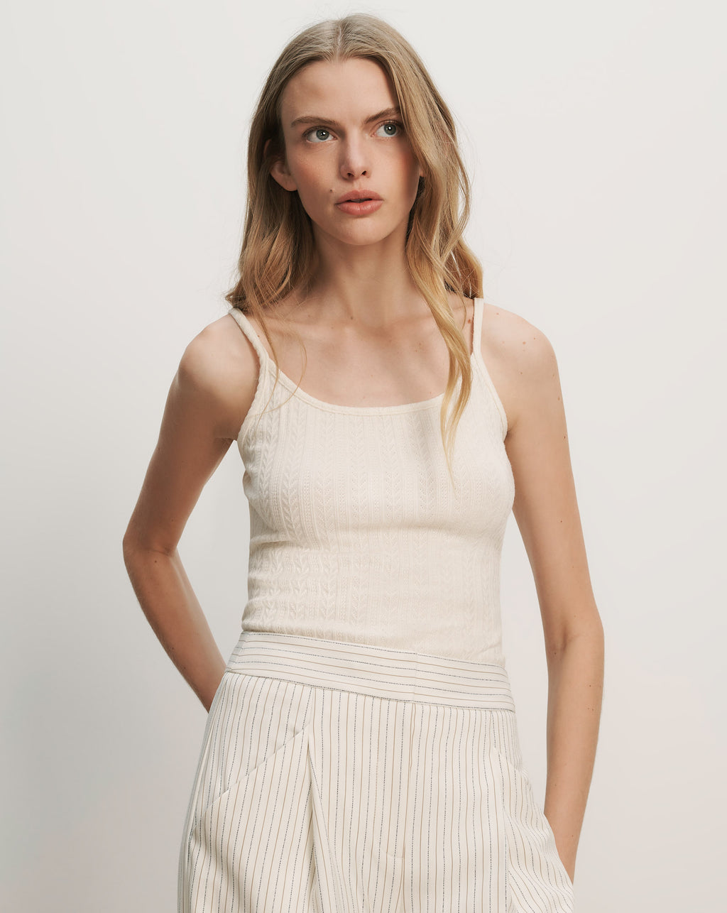Veronica Beard Brodier Knit Tank Top - Ecru