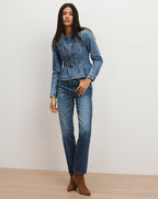 Veronica Beard Zahara Peplum Denim Jacket - Time Warp