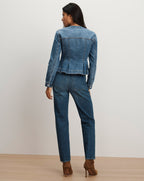 Veronica Beard Zahara Peplum Denim Jacket - Time Warp