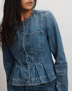 Veronica Beard Zahara Peplum Denim Jacket - Time Warp