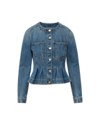 Veronica Beard Zahara Peplum Denim Jacket Time Warp