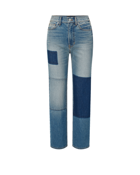 Veronica Beard Dylan Patchwork Straight-Leg Jean - Time Lapse