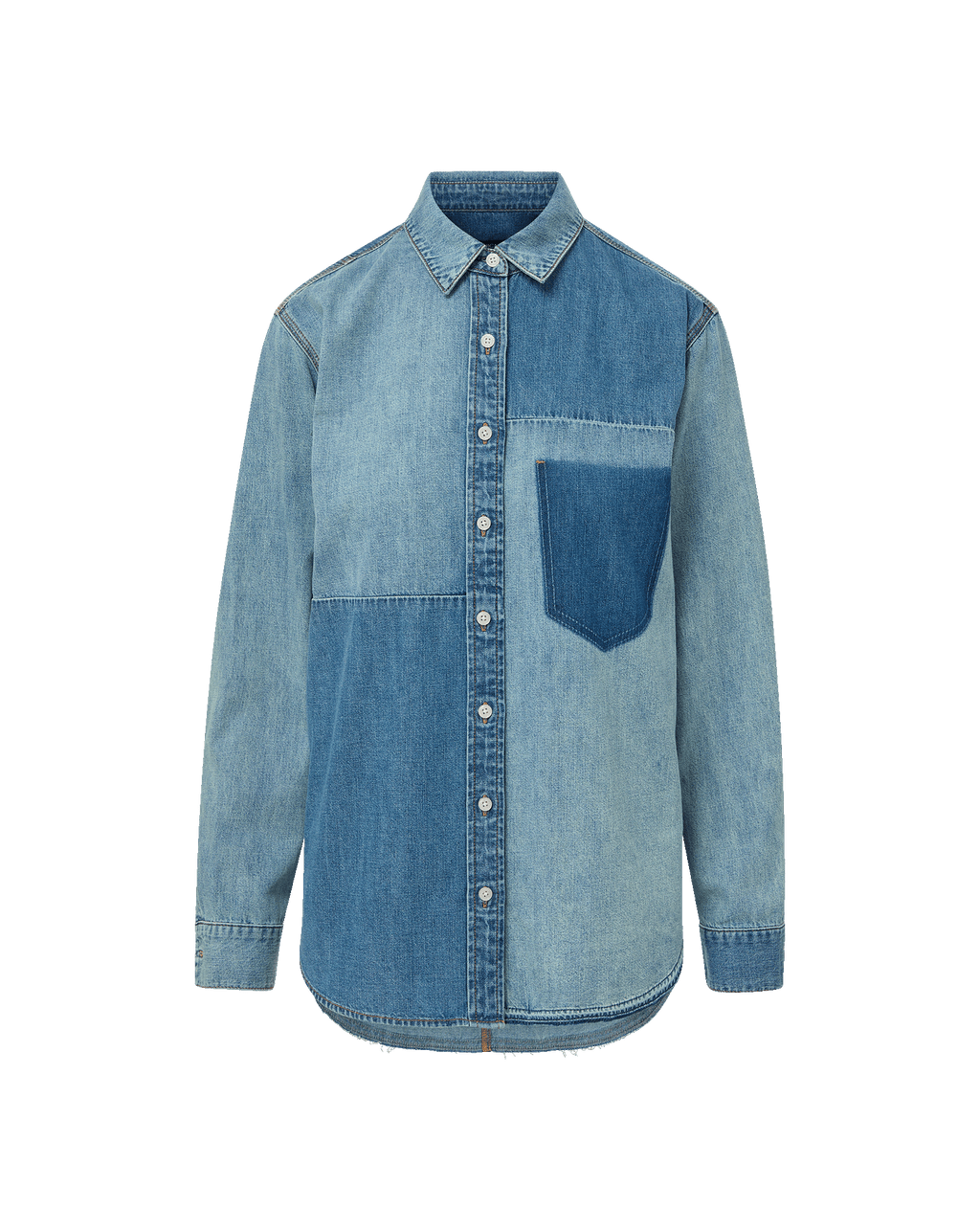 Veronica Beard Dalma Denim Button-Down Shirt - Time Travel