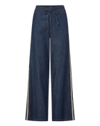 Veronica Beard Taylor Track-Stripe Wide-Leg Jean - Indigo Rinse
