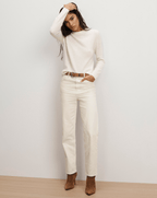 Veronica Beard Leah Straight-Leg Jean - Ecru