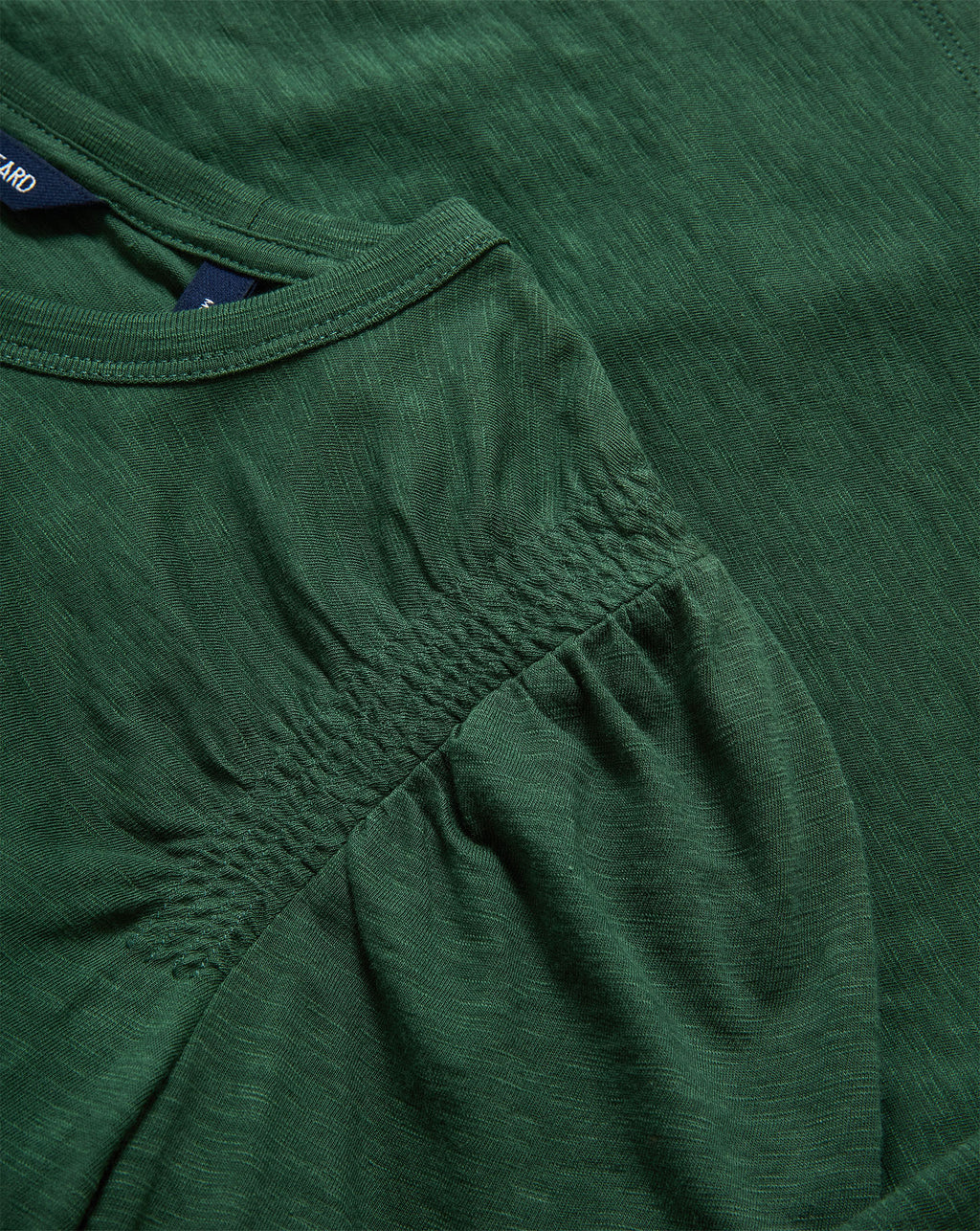 Veronica Beard Bouvet Smocked-Shoulder T-Shirt - Dark Hunter Green