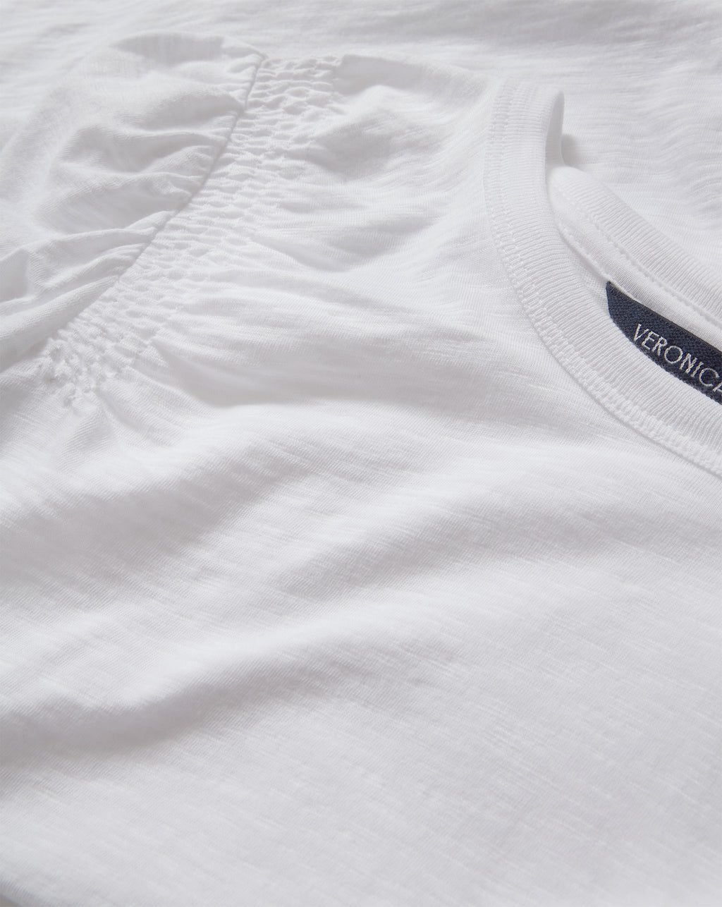 Veronica Beard Bouvet Smocked-Shoulder T-Shirt - White