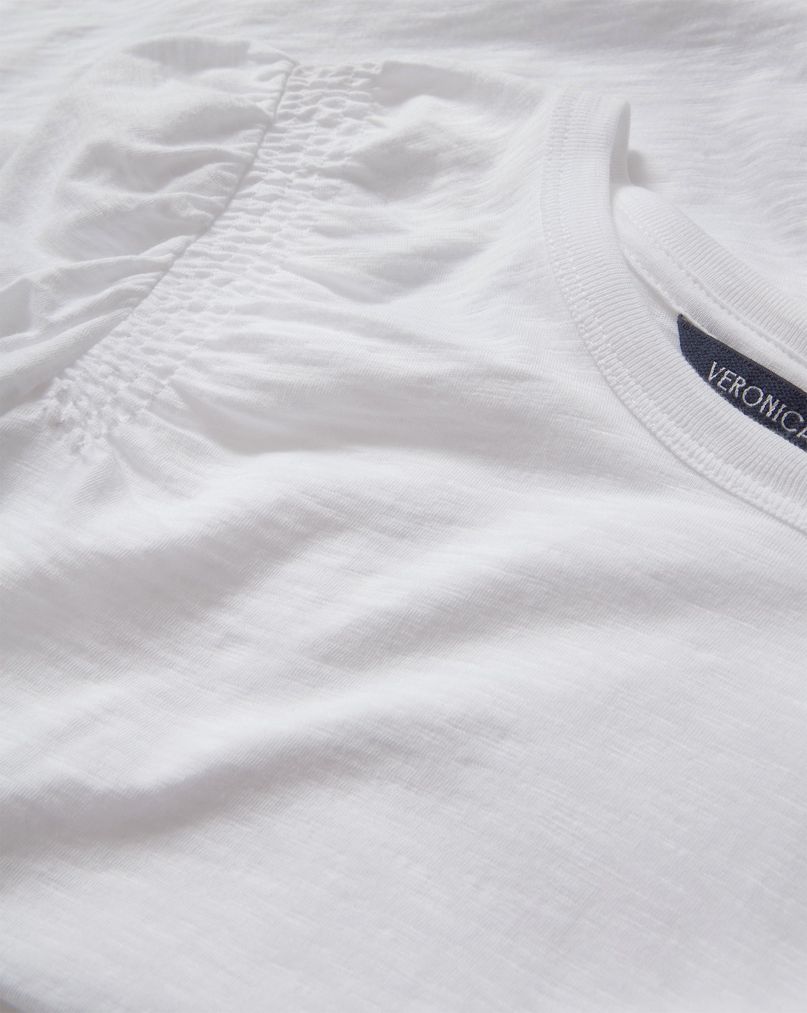 Veronica Beard Bouvet Smocked-Shoulder T-Shirt - White