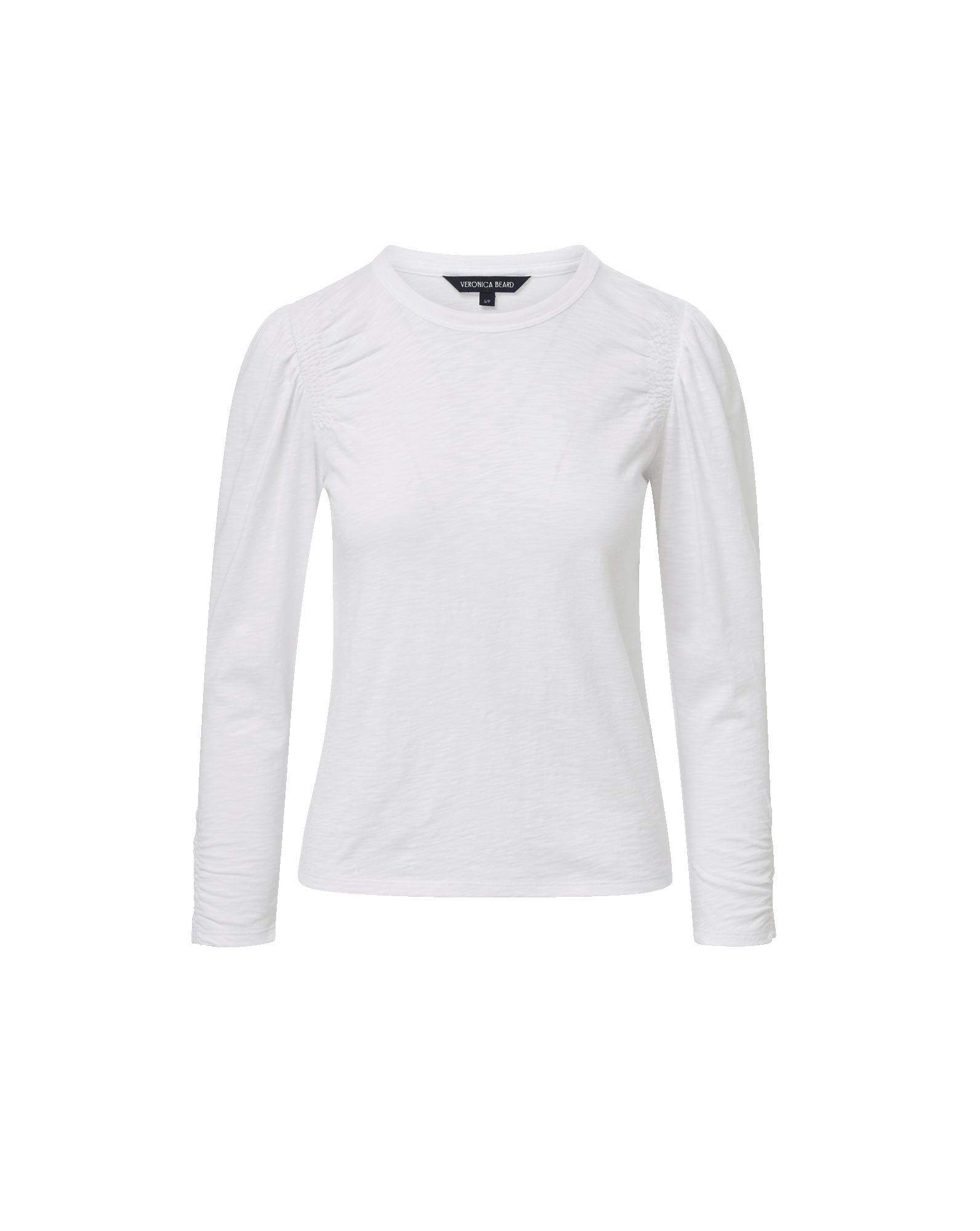 Veronica Beard Bouvet Smocked-Shoulder T-Shirt - White