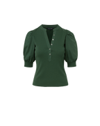 Veronica Beard Coralee Puff-Sleeve Top - Dark Hunter Green
