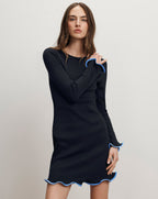 Veronica Beard Baranova Ruffle-Trim Mini Dress - Navy