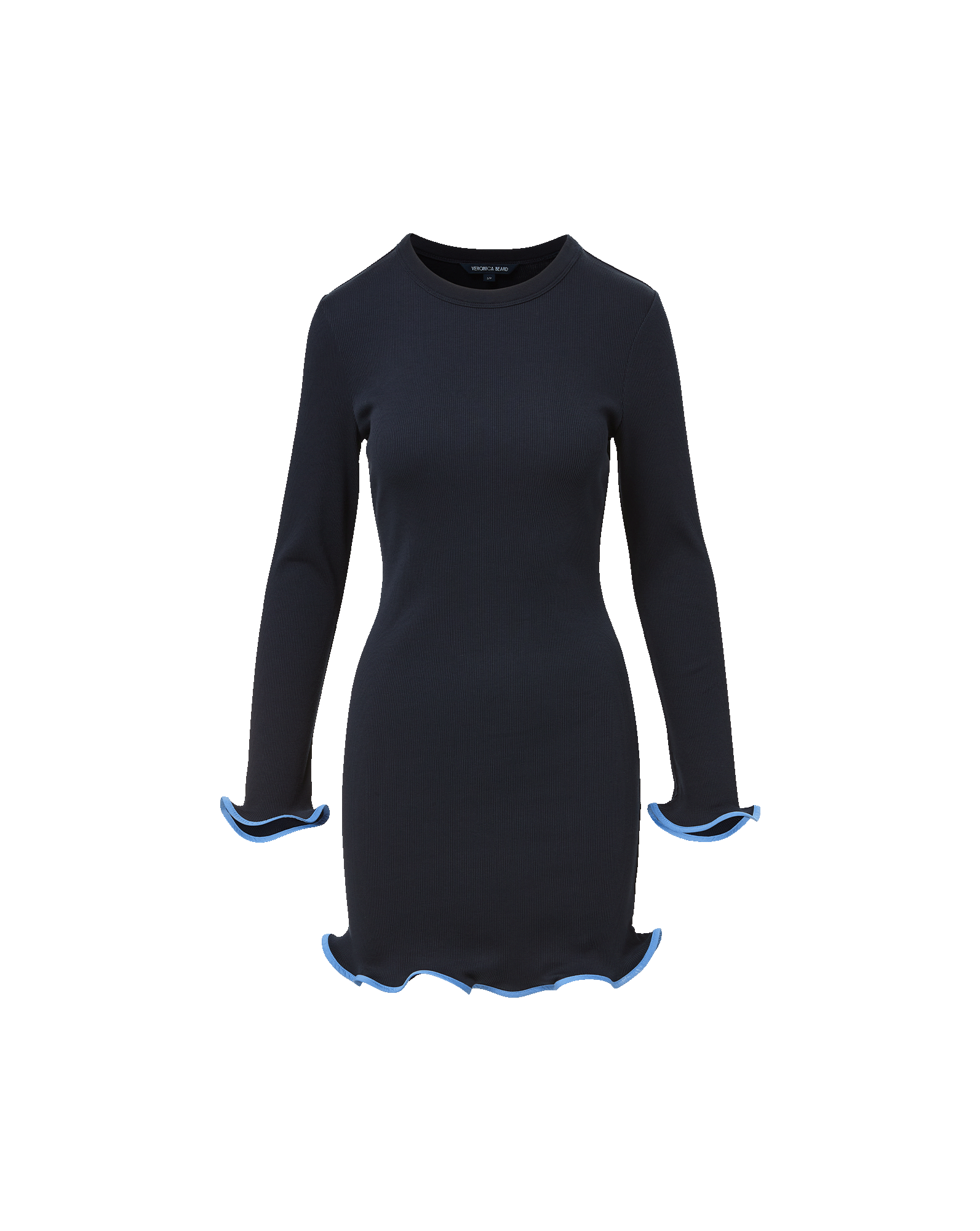 Veronica Beard Baranova Ruffle-Trim Mini Dress Navy