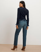 Veronica Beard Elianne Ruffle-Trim T-Shirt - Navy
