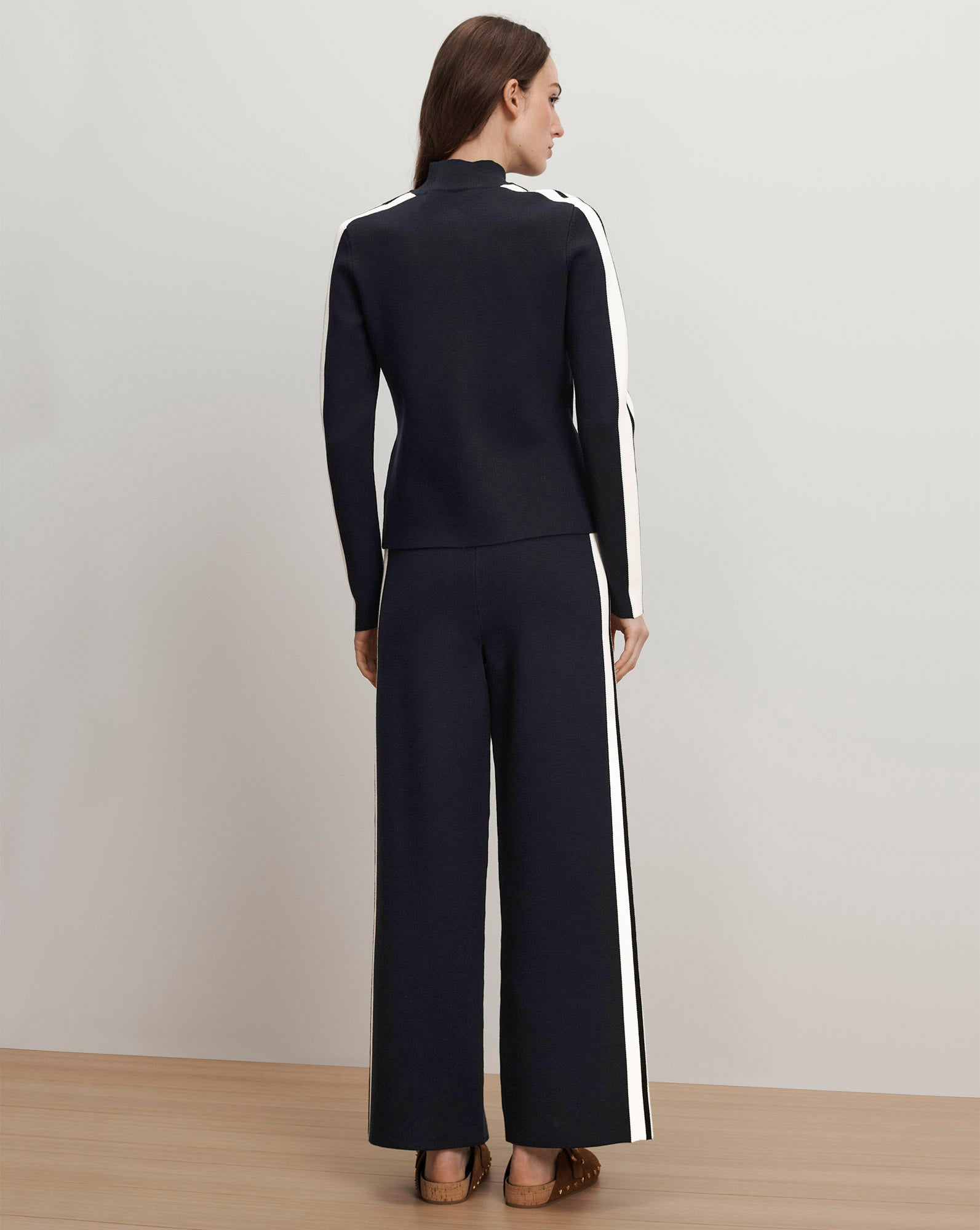 Veronica Beard Jenkins Knit Wide-Leg Pant - Navy