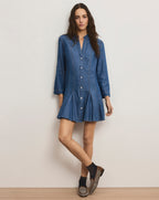 Veronica Beard Korinda Mini Shirtdress - Pool Party