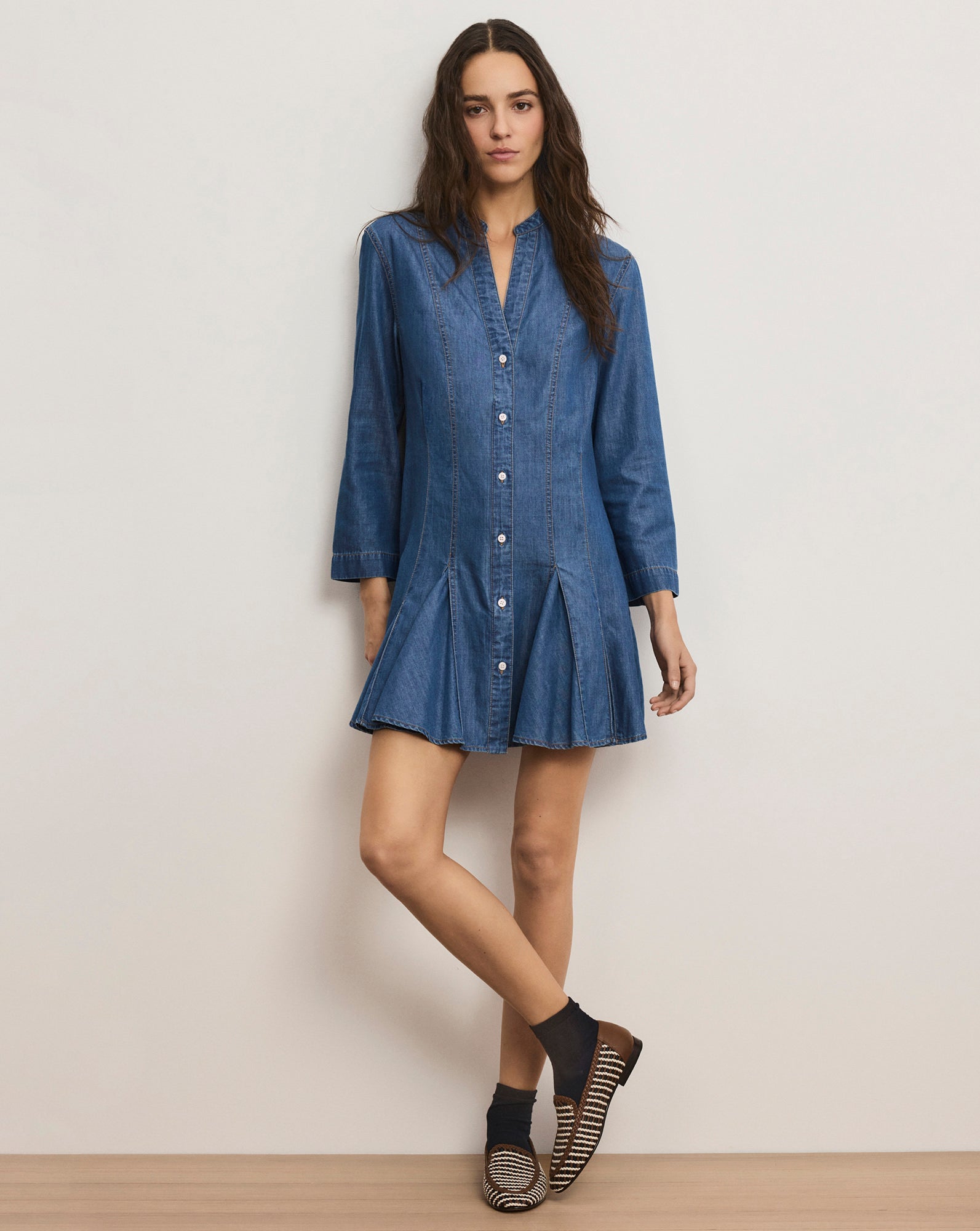 Veronica Beard Korinda Mini Shirtdress - Pool Party
