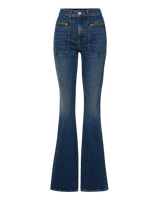 Veronica Beard Beverly Patch-Pocket Skinny-Flare Jean - City Lights