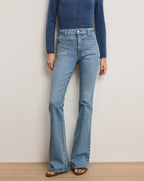Veronica Beard Beverly Patch-Pocket Skinny-Flare Jean - Silverwood Blue