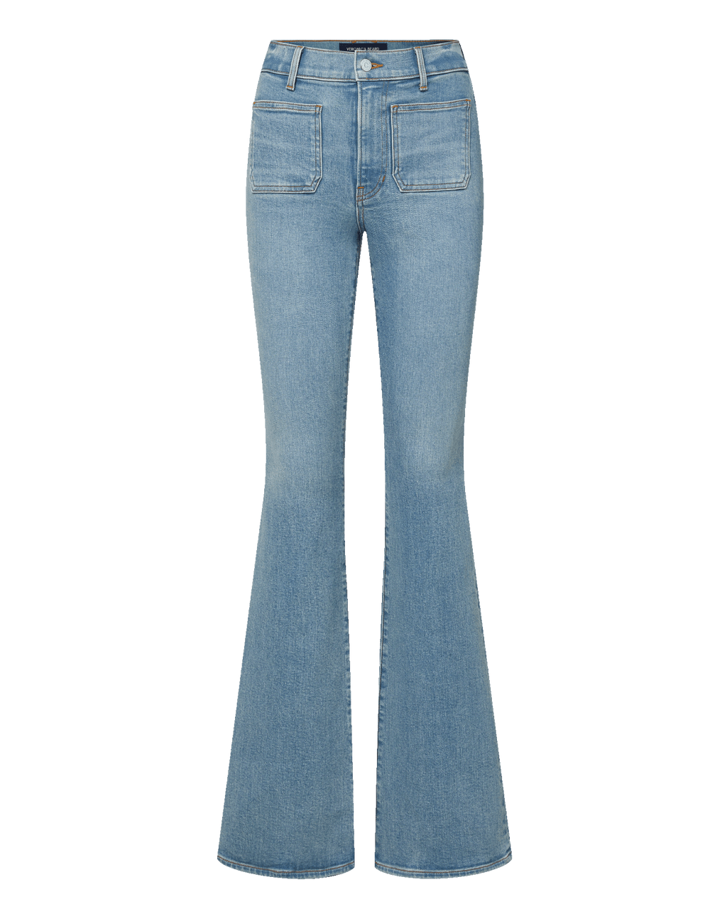 Veronica Beard Beverly Patch-Pocket Skinny-Flare Jean - Silverwood Blue