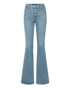 Veronica Beard Beverly Patch-Pocket Skinny-Flare Jean - Silverwood Blue
