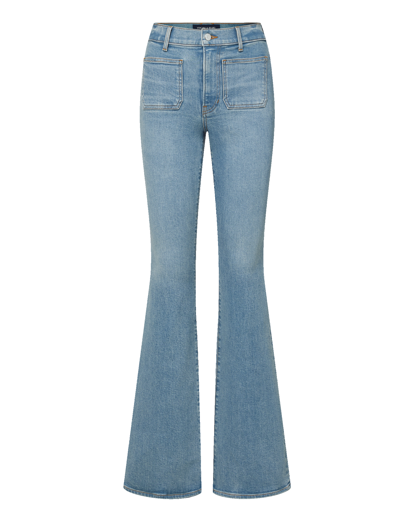 Veronica Beard Beverly Patch-Pocket Skinny-Flare Jean - Silverwood Blue