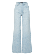 Veronica Beard Taylor Embroidered Wide-Leg Jean - Sun Spark