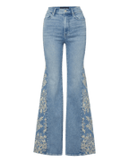 Veronica Beard Joplin Embroidered Flare Jean - Silverwood Moon