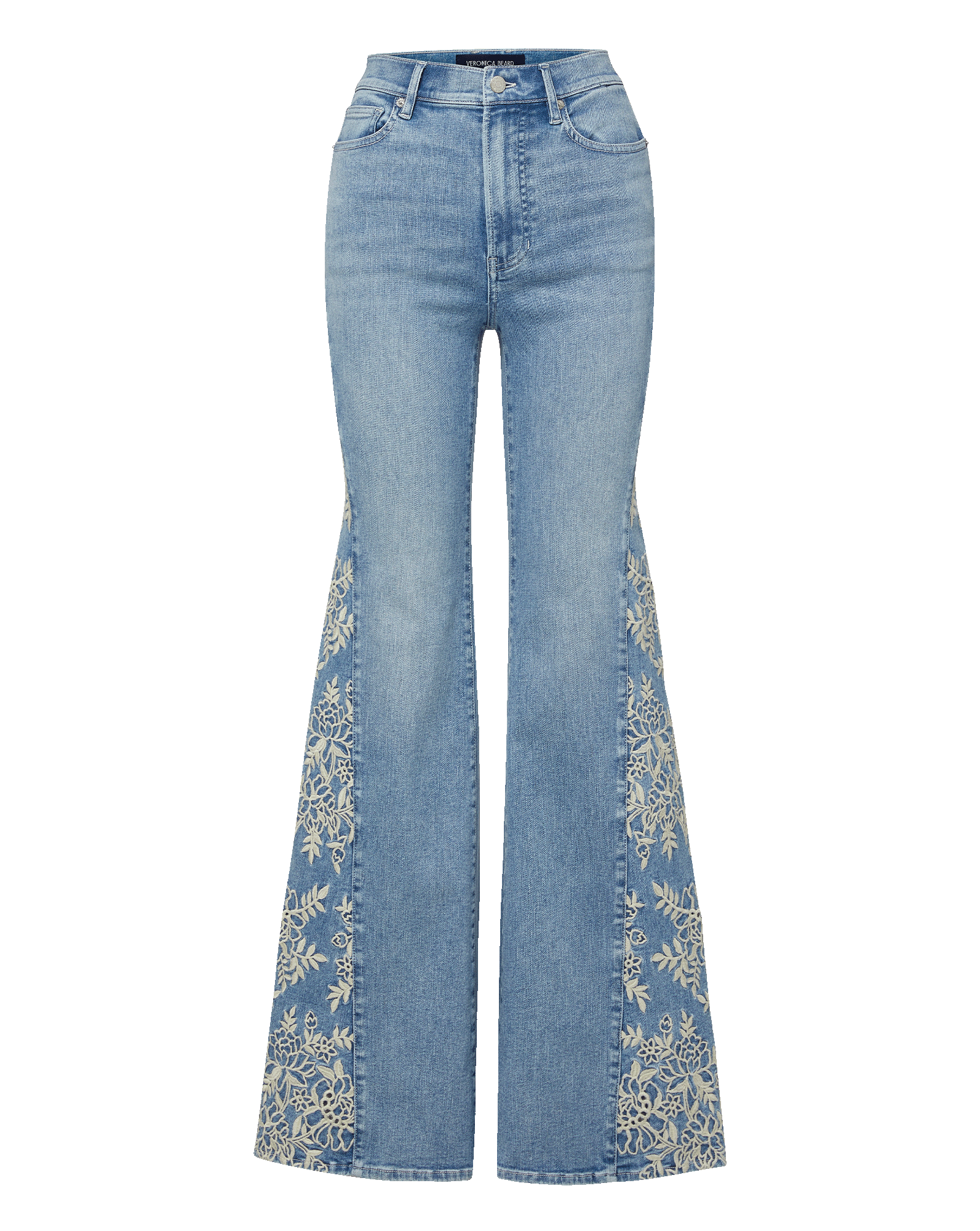 Veronica Beard Joplin Embroidered Flare Jean - Silverwood Moon