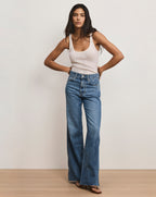 Veronica Beard Kasey Wide-Leg Jean - Bright Lakeshore
