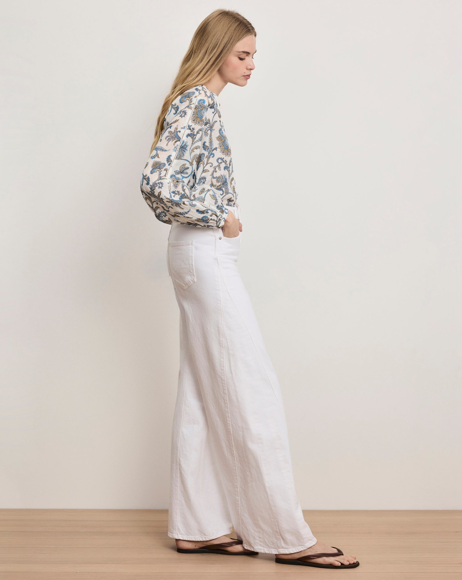 Veronica Beard Vicki Extra-Wide-Leg Jean - White