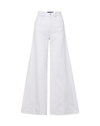 Veronica Beard White denim wide-leg jeans.