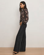 Veronica Beard Kasey Wide-Leg Jean - Washed Onyx