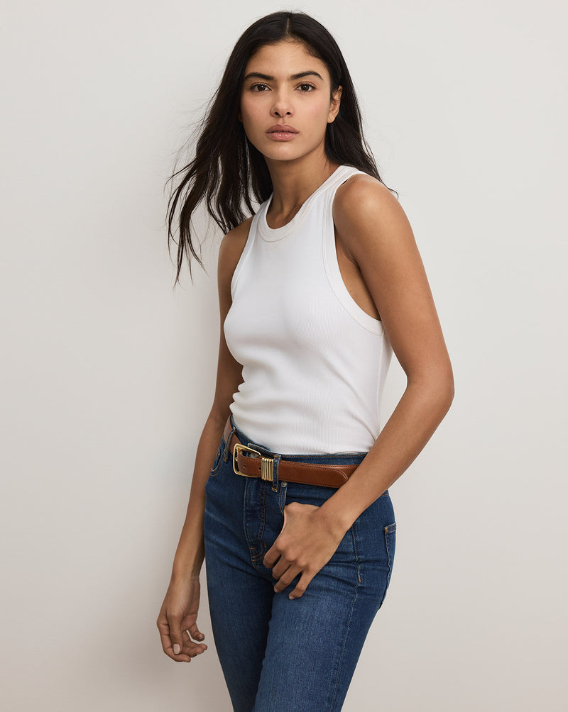 Veronica Beard Jordyn Cropped Tank Top - White