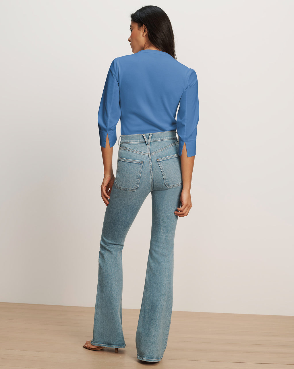 Veronica Beard Junia Mixed-Media T-Shirt - Blue Coast