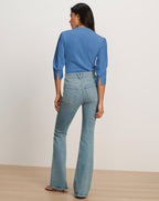 Veronica Beard Junia Mixed-Media T-Shirt - Blue Coast