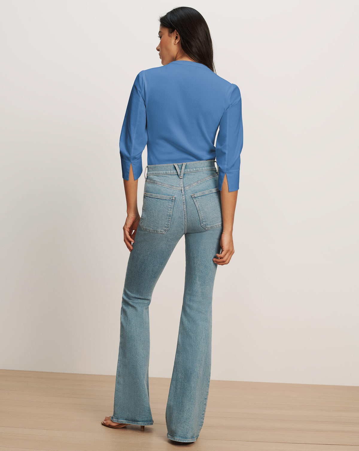 Veronica Beard Junia Mixed-Media T-Shirt - Blue Coast
