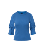 Veronica Beard Junia Mixed-Media T-Shirt - Blue Coast